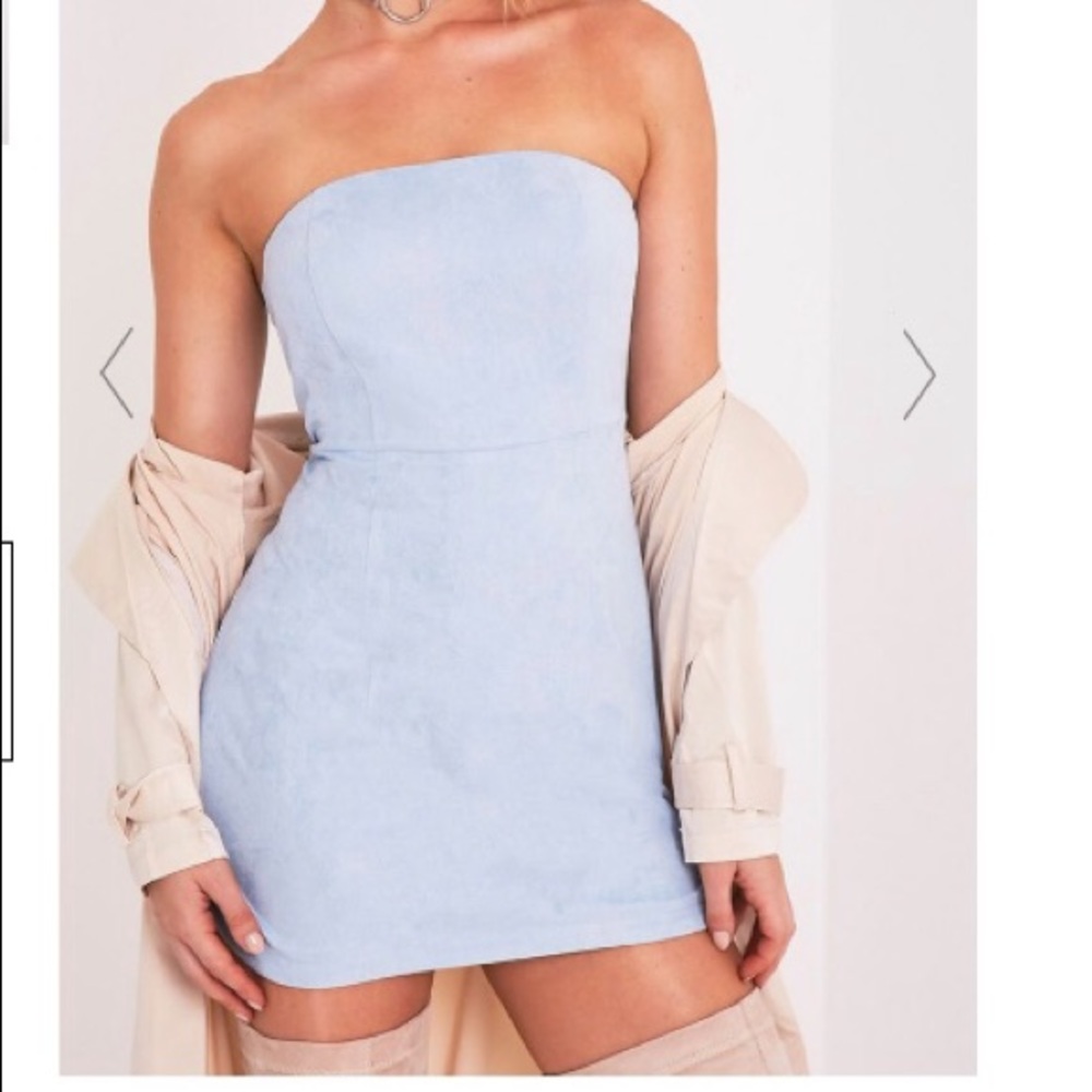 PLT Faux Suede Strapless Mini Dress